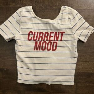 NWOT Graphic Crop Top “current mood” small